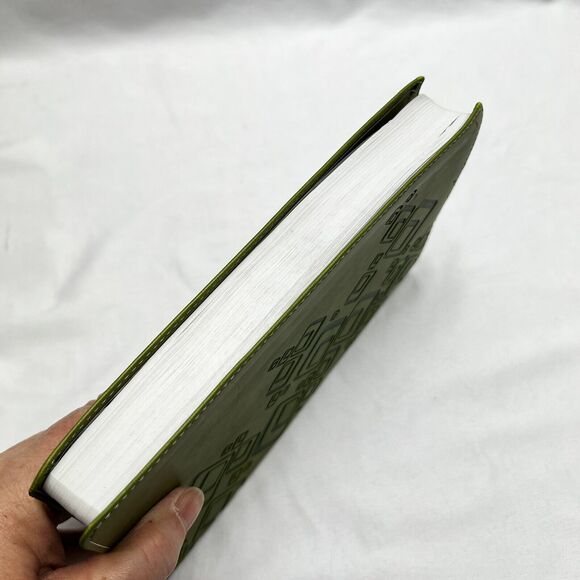 Zondervan NIV Thinline Bible Italian Two Tone Green Leather Geometric Design - Picture 5 of 13